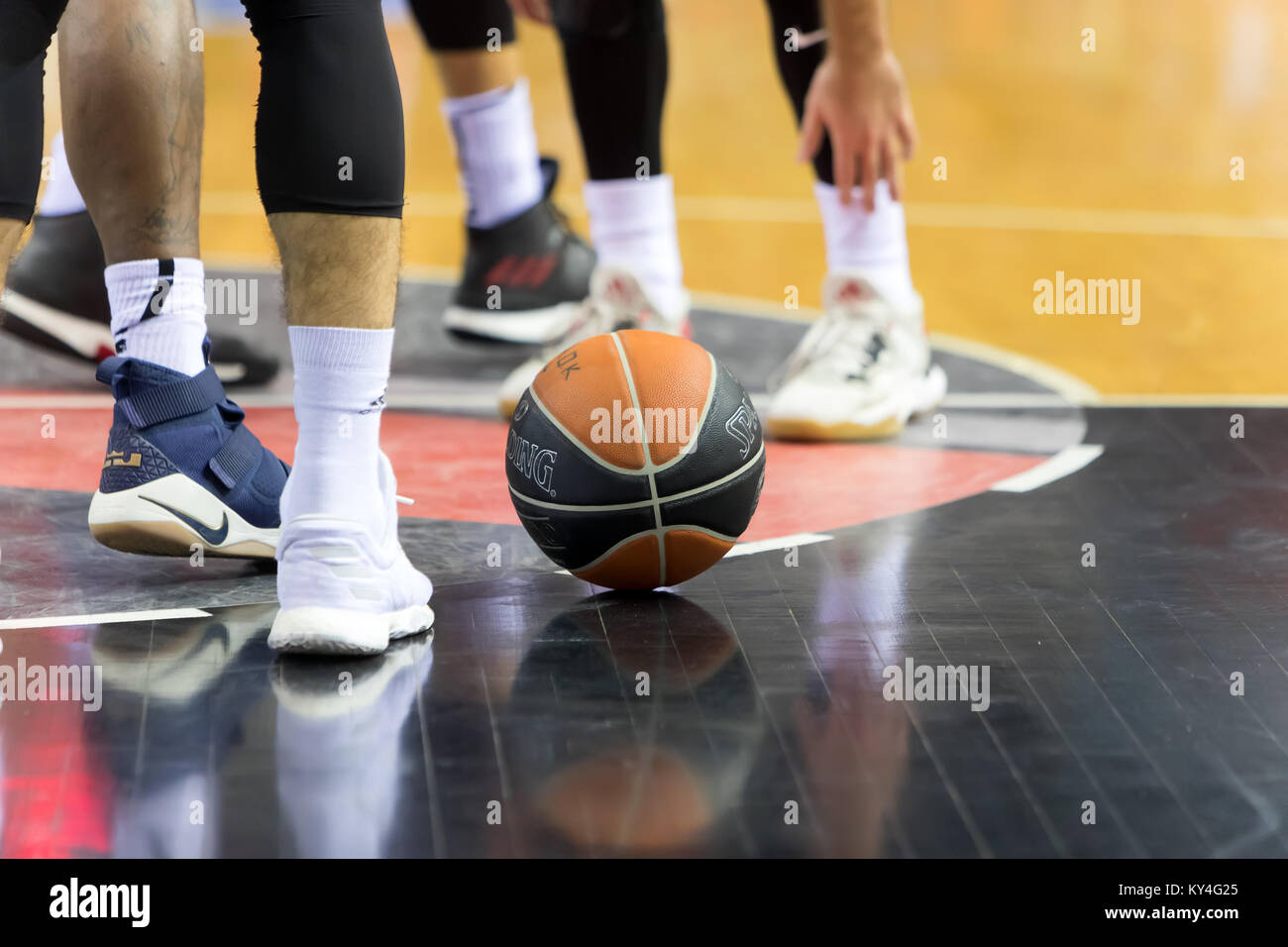 Thessaloniki, Greece, January 7, 2018 The ball is on the basketball