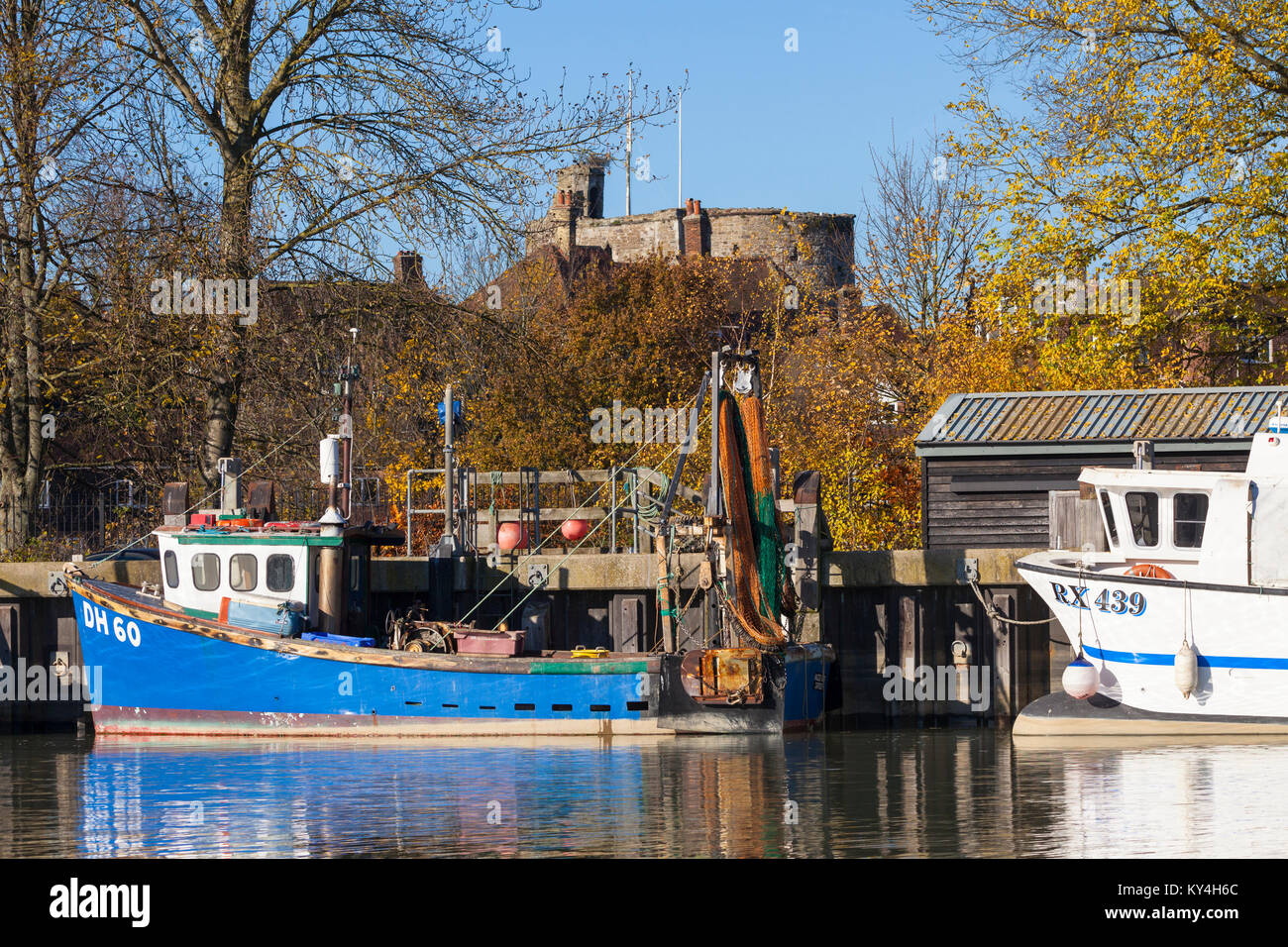 Fishing boats trawlers, moored on the river Rother in Rye, east sussex, uk Stock Photo