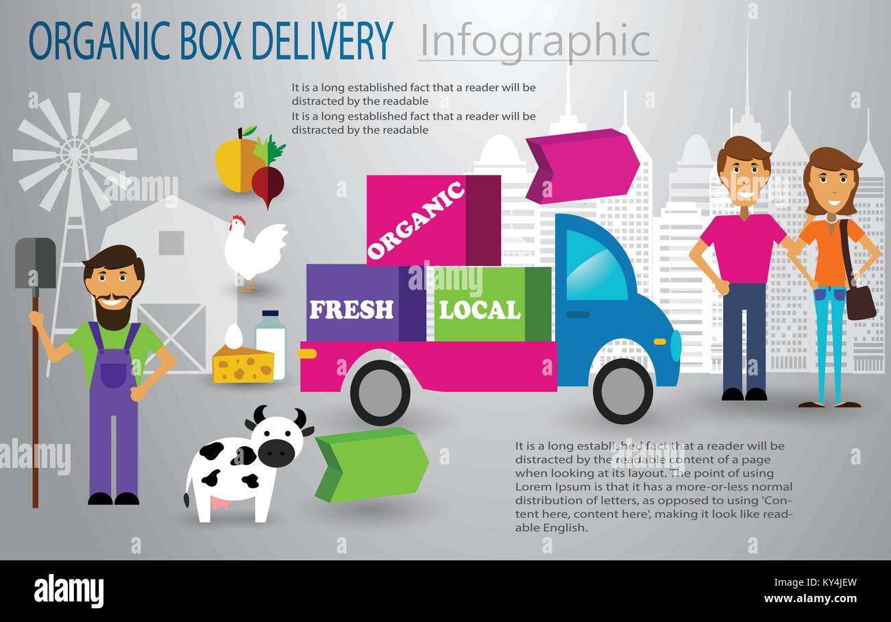 Organic food box delivery infographic concept Stock Vector Image & Art