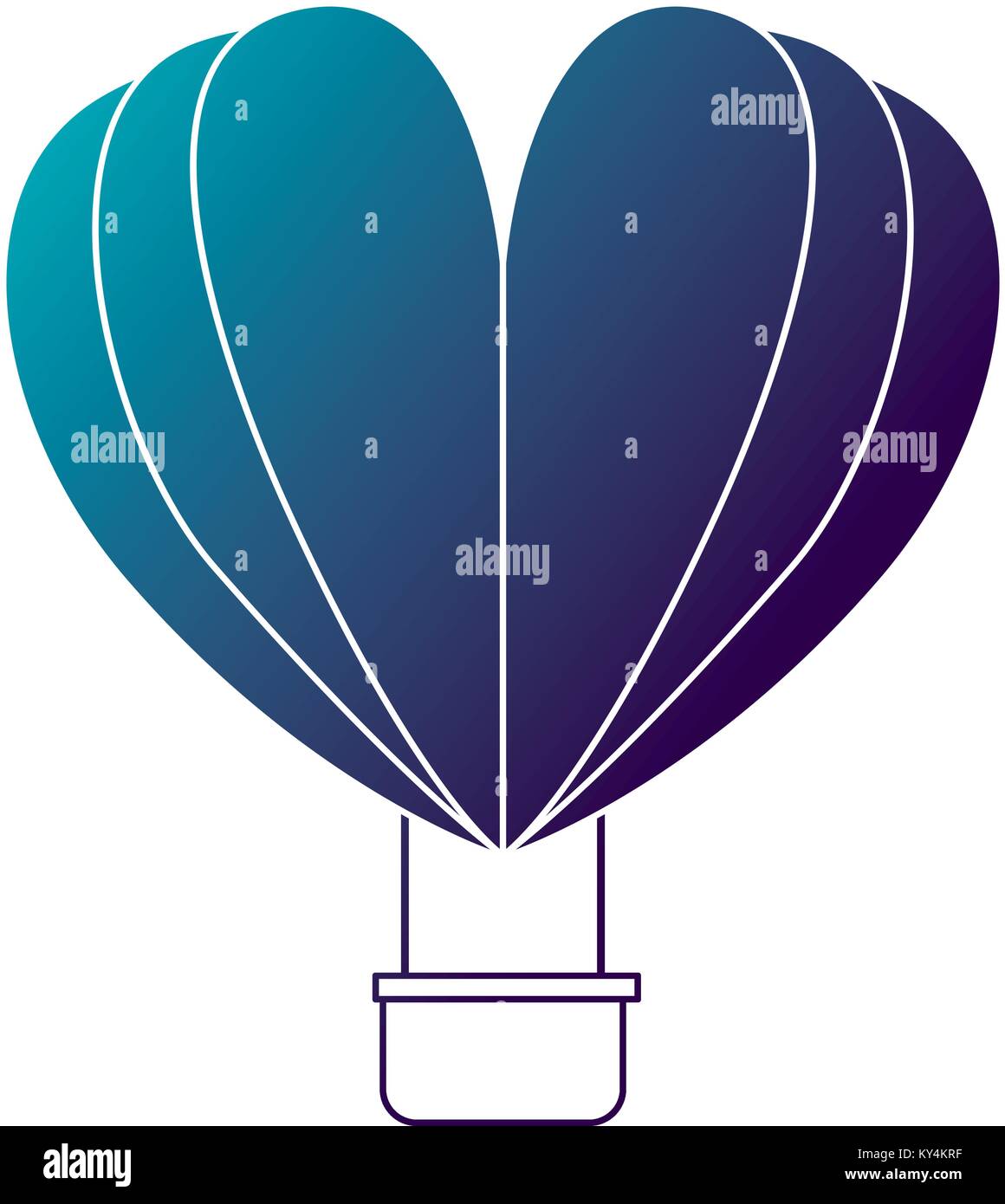 hot air balloon flying with heart shape vector illustration design ...