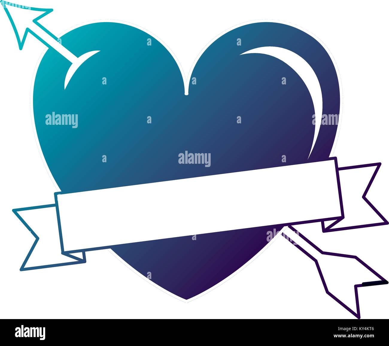 heart love with arrow and ribbon vector illustration design Stock ...