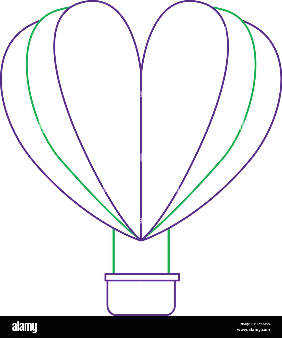 hot air balloon flying with heart shape vector illustration design ...