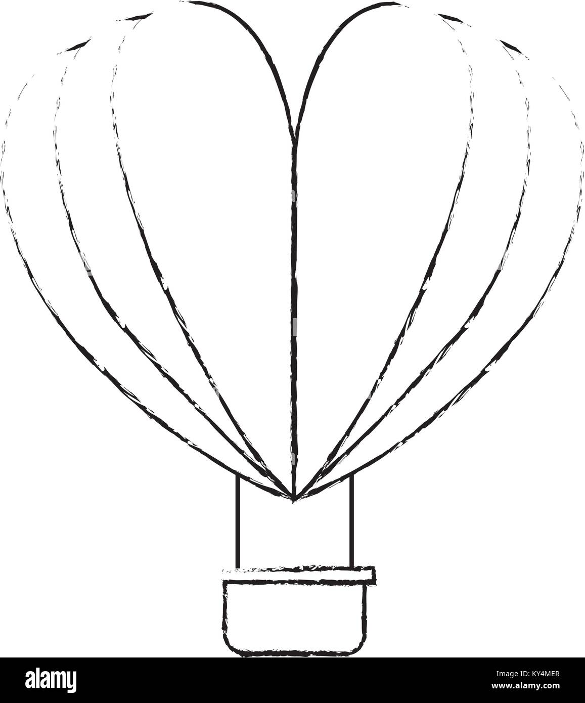 hot air balloon flying with heart shape vector illustration design ...