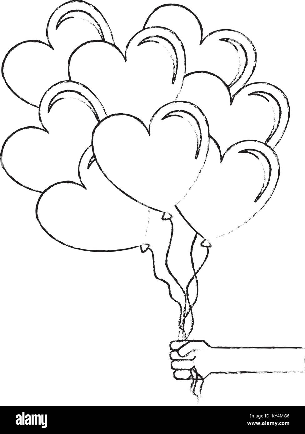 balloons air with heart shape vector illustration design Stock Vector ...