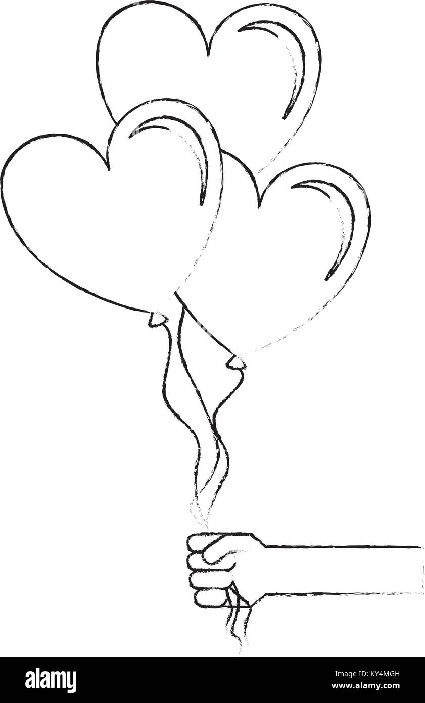 balloons air with heart shape vector illustration design Stock Vector ...