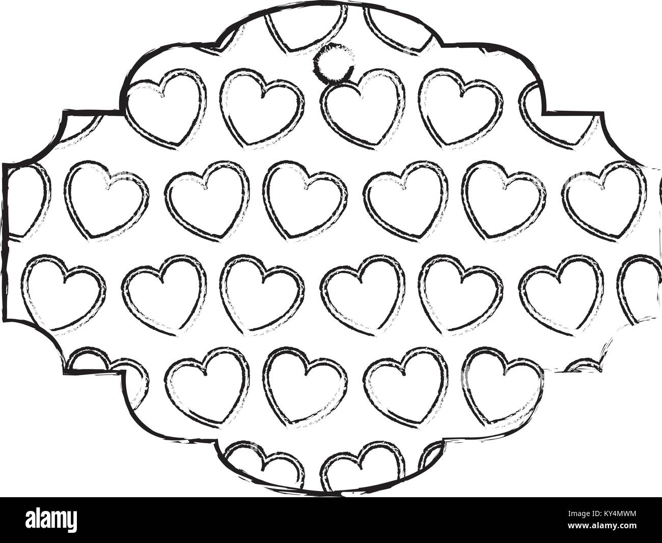 elegant frame with hearts pattern background vector illustration design ...