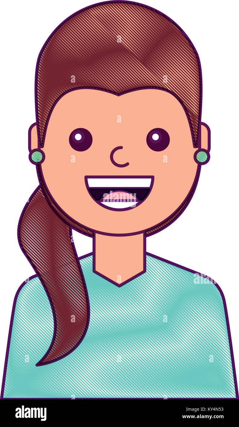 portrait woman face smiling happy expression image vector illustration Stock Vector