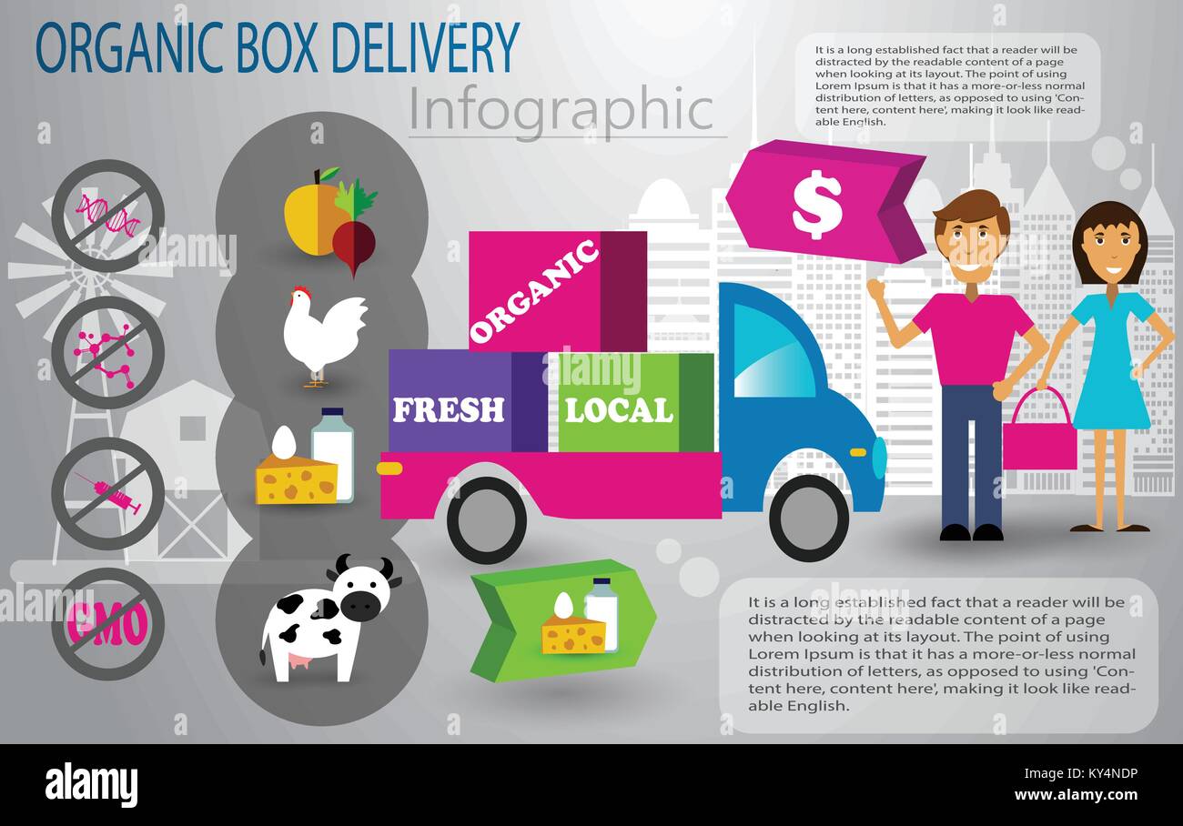 Organic food box delivery infographic concept Stock Vector Image & Art