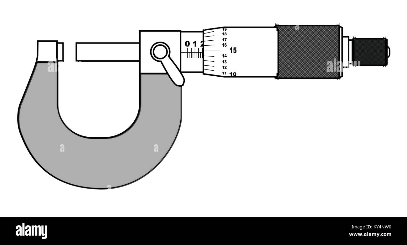 The precision engineering measuring tool the micrometer over a white