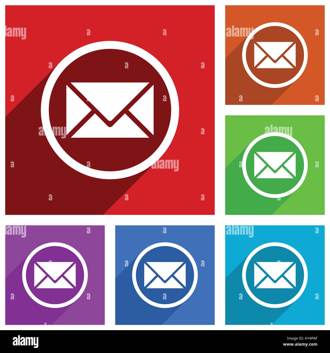 Email vector icons. Envelope flat design colorful illustrations for web