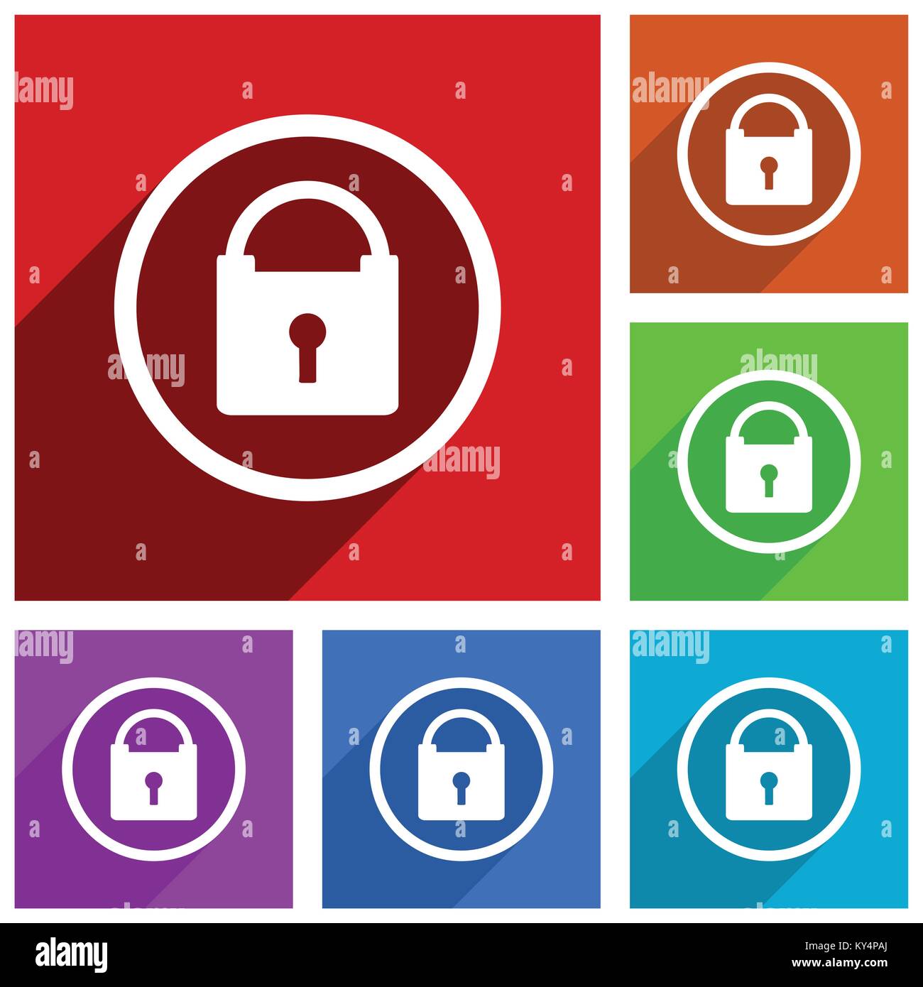 Padlock vector icons. Secure flat design colorful illustrations for web ...