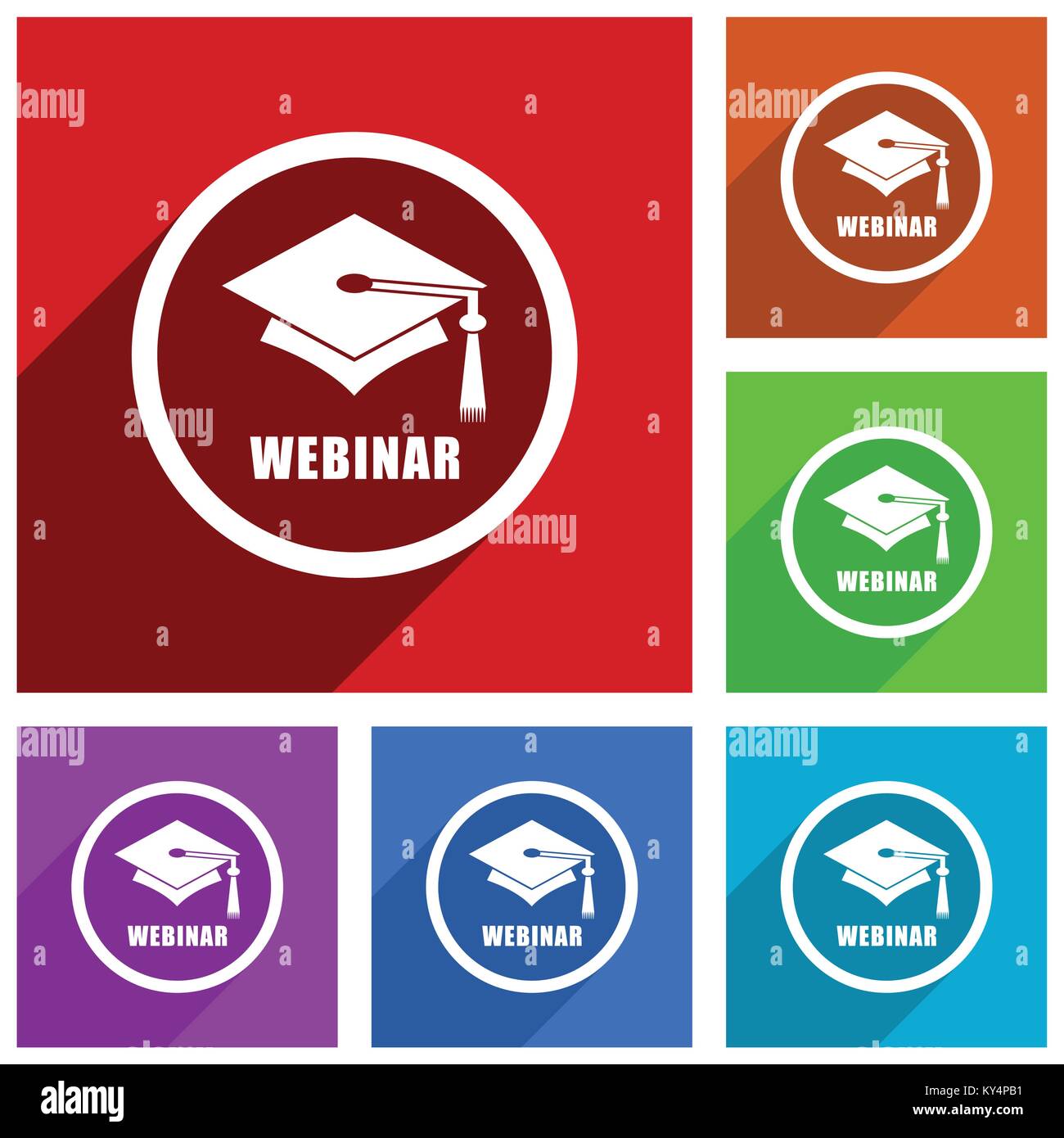 Webinar vector icons. Education flat design colorful illustrations for ...