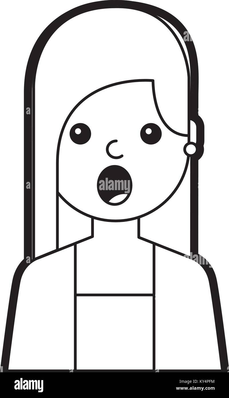 Premium Vector  Female face expression doodle funny cute emotion