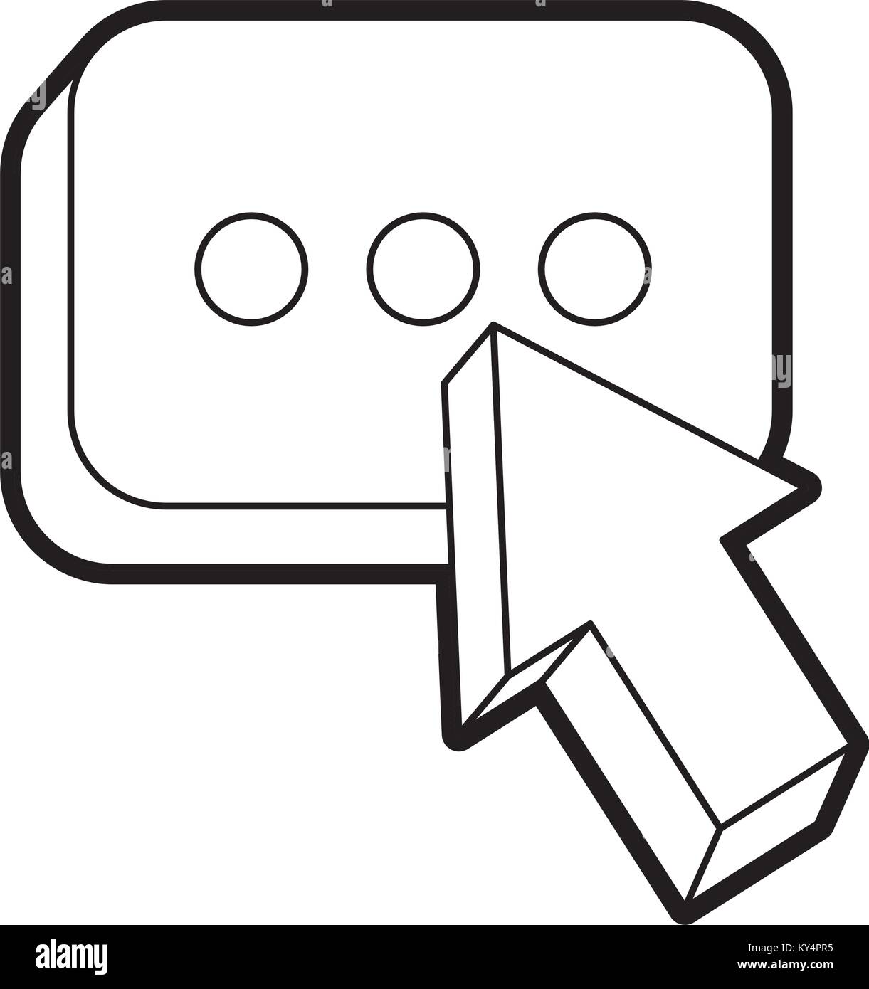 arrow cursor with message button icon vector illustration line design ...