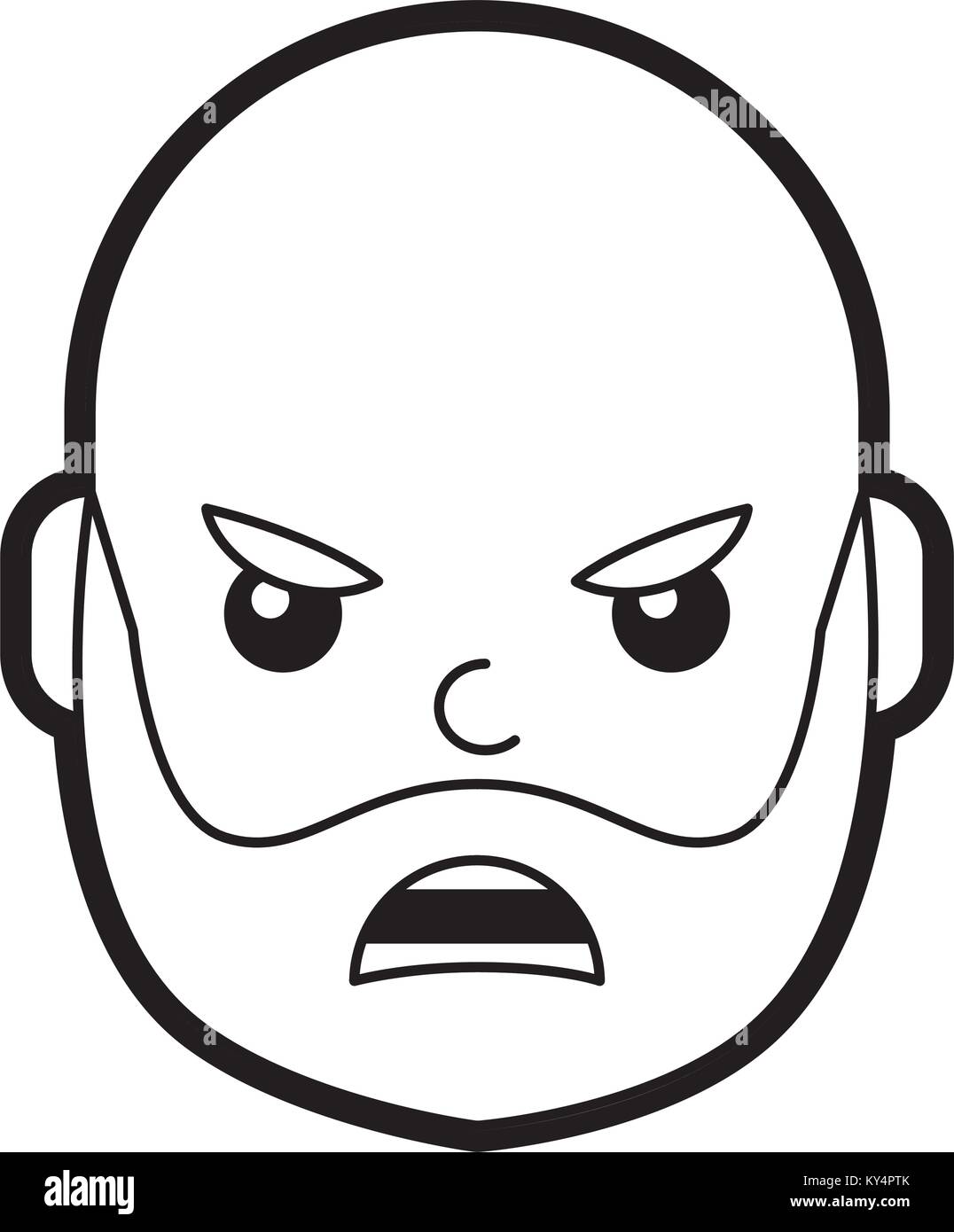 young man face angry expression cartoon vector illustration line design ...