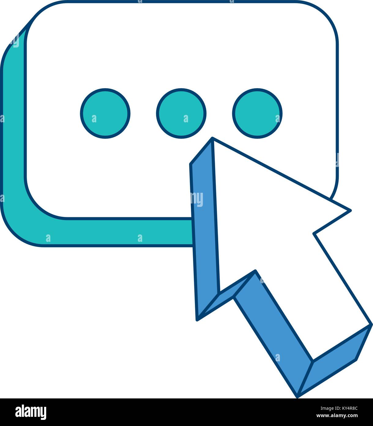 arrow cursor with message button icon vector illustration blue and ...