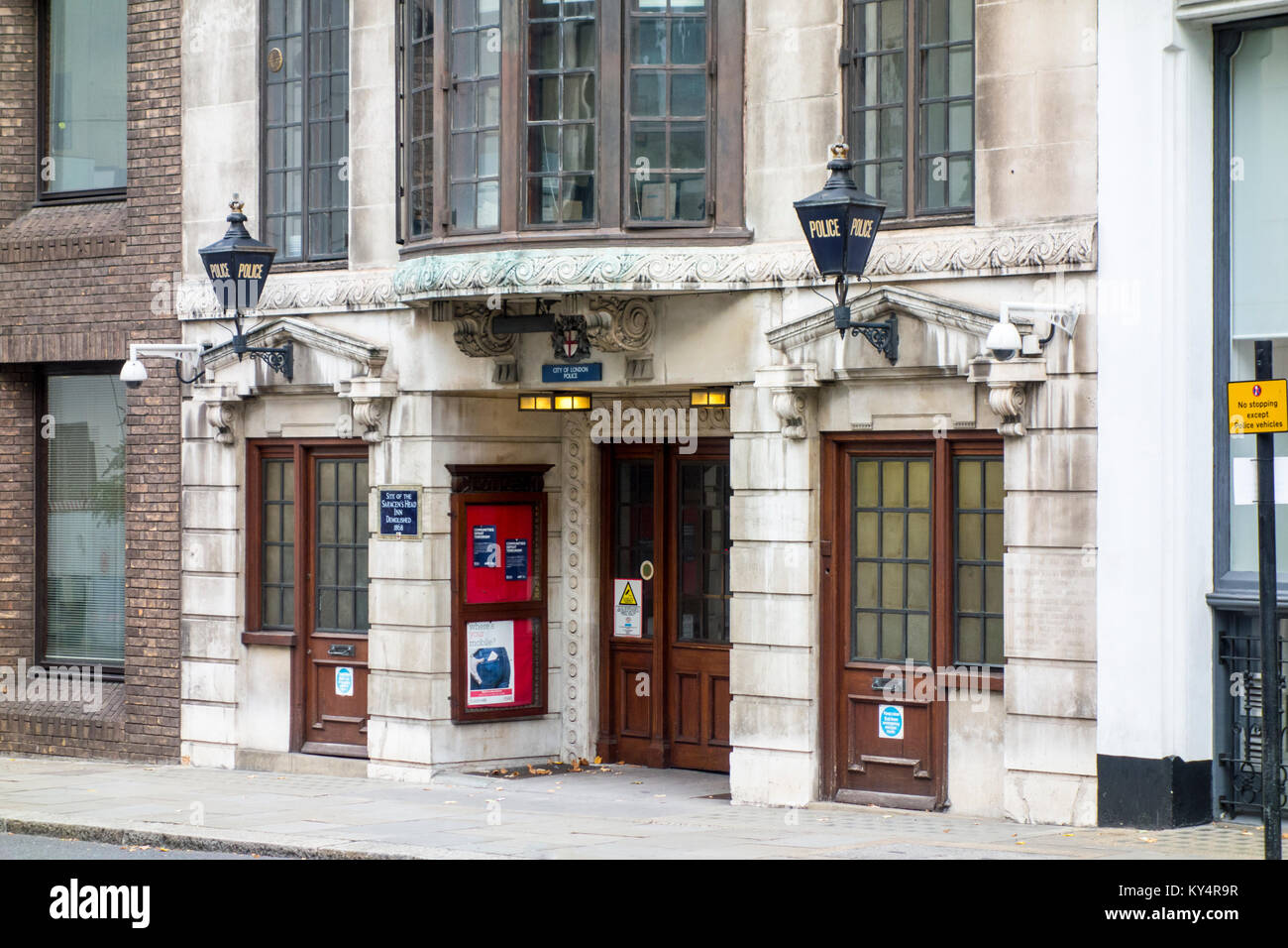 Snow Hill Police Station by Sydney Perks 1926 in a Moderne and Arts and Crafts style, City of London, UK Stock Photo