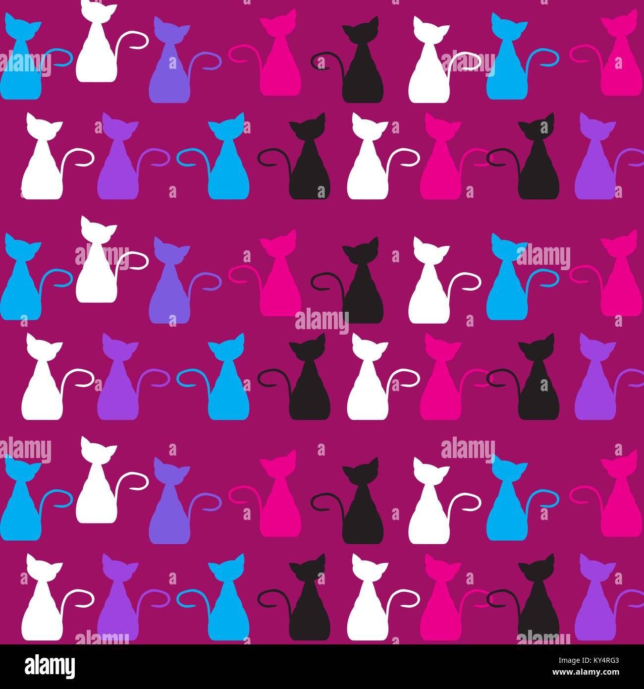 Abstract cat vector background. Cute pattern Stock Vector Image & Art