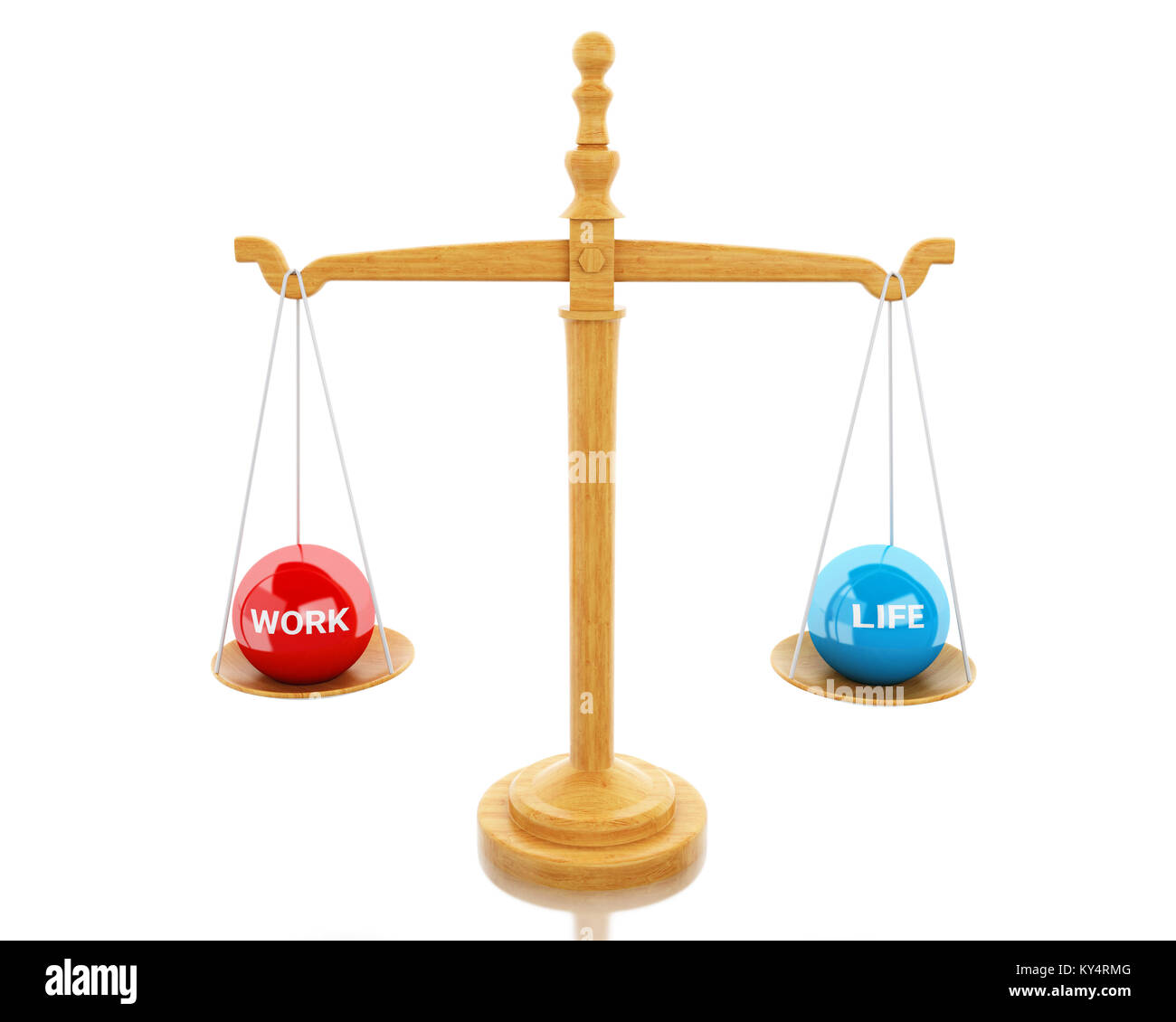 3d Illustration. Scales Balance between life and work. Business concept ...