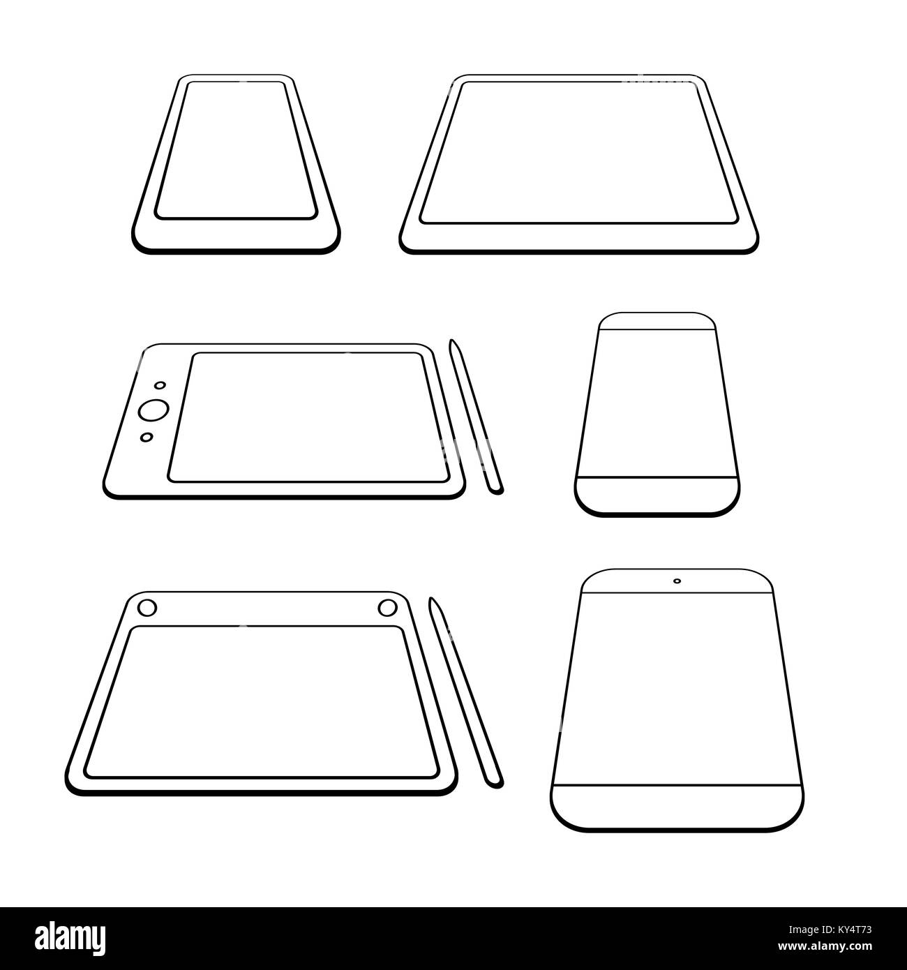 Set online icons. Modern smartphones and tablets Stock Vector