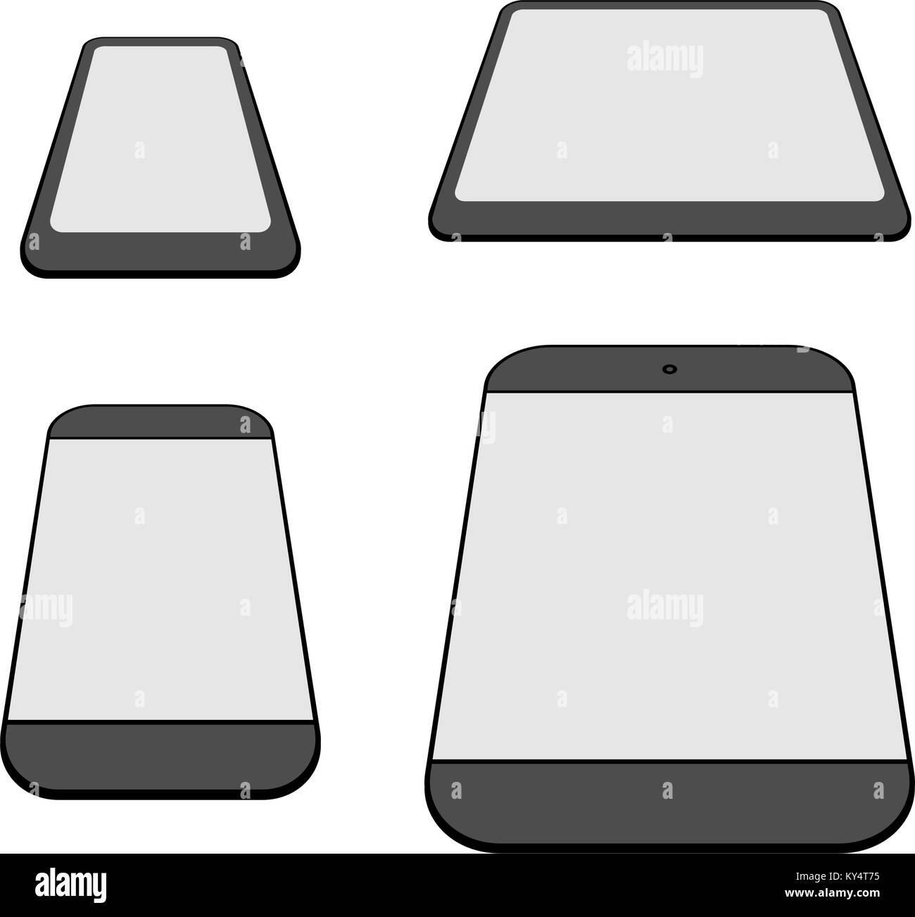 Modern smartphones and tablets line icons set Stock Vector