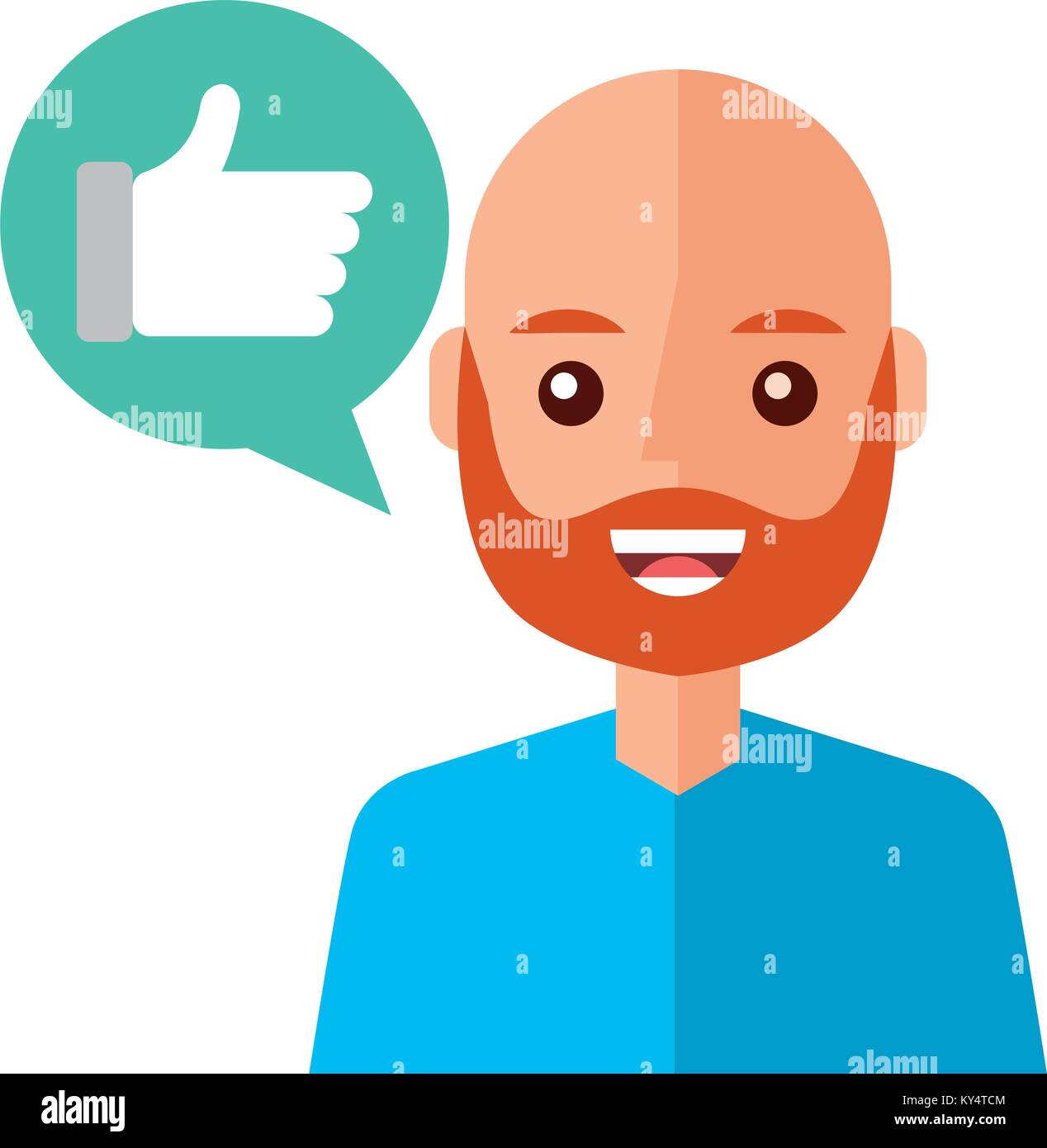 young man happy with like message avatar character vector illustration ...