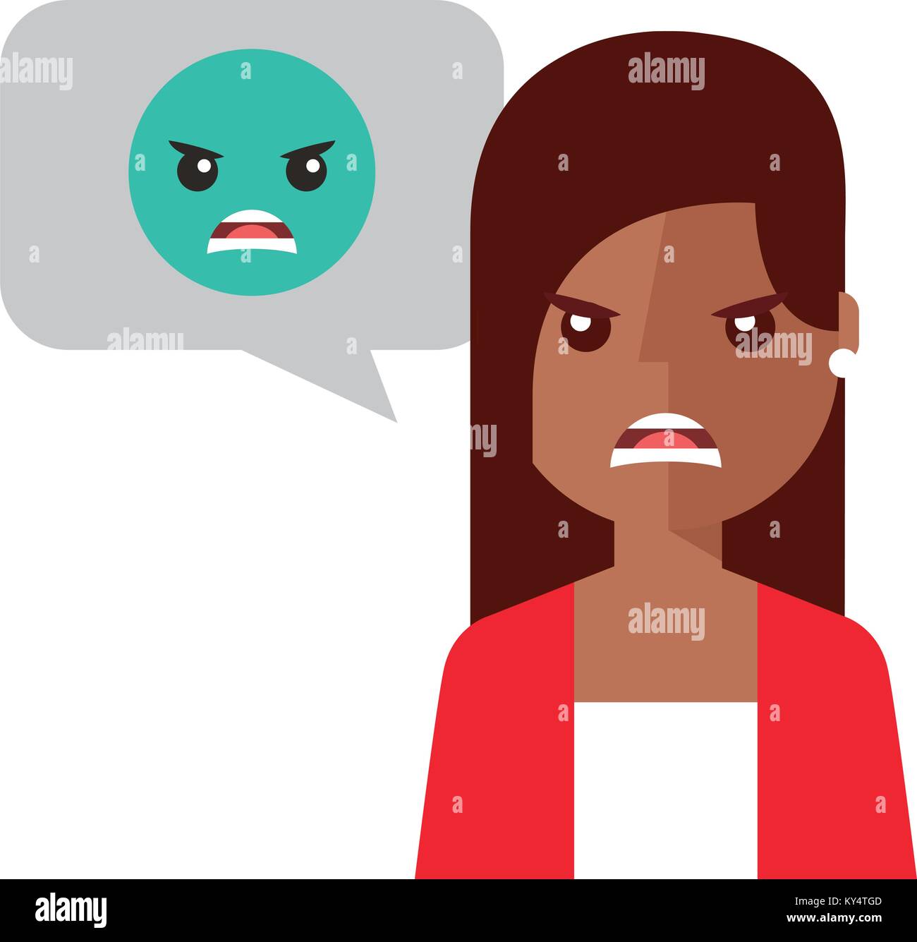angry young woman with emoticon avatar character Stock Vector Image ...