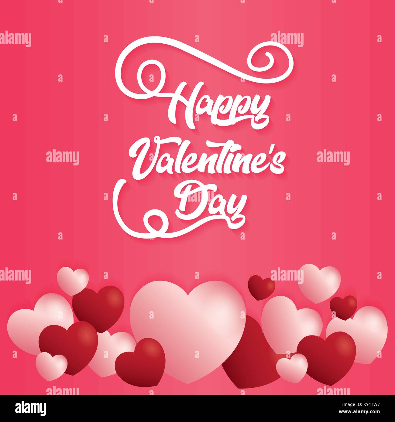 Happy Valentines Day typography on hearts decorated background Stock ...