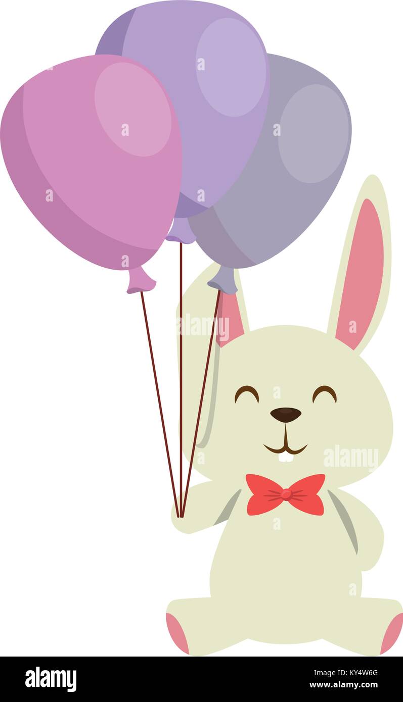 cute little rabbit with balloons air vector illustration design Stock ...