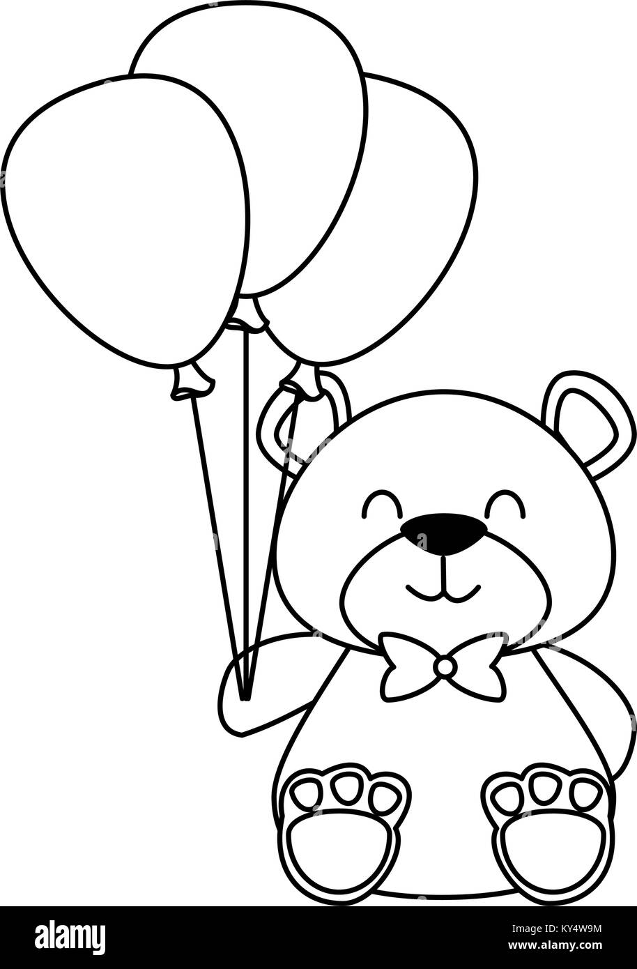 Bear With Balloons Coloring Page Coloring Pages