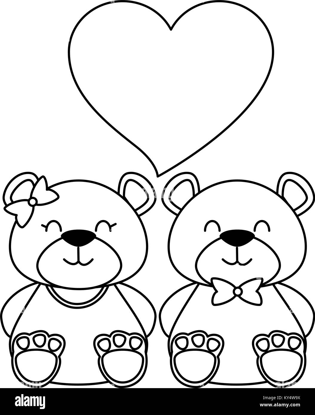 Cartoon teddy bear love heart Black and White Stock Photos & Images - Alamy