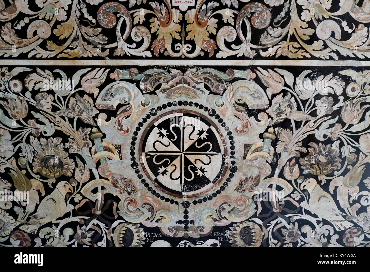 Wall with stone inlay in the National Museum of History in the Castillo de Chapultepec (Chapultepec Castle), Chapultepec Park, Mexico City, Mexico. Stock Photo