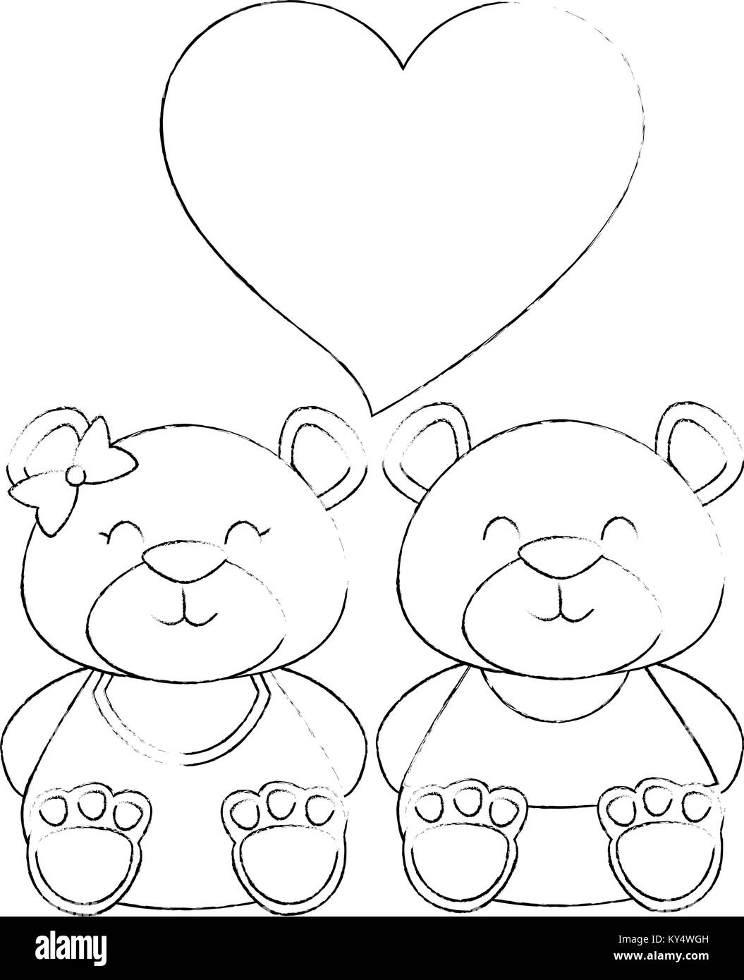 cute bears teddy couple vector illustration design Stock Vector Image ...
