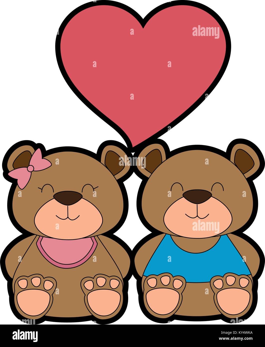 cute bears teddy couple vector illustration design Stock Vector Image ...