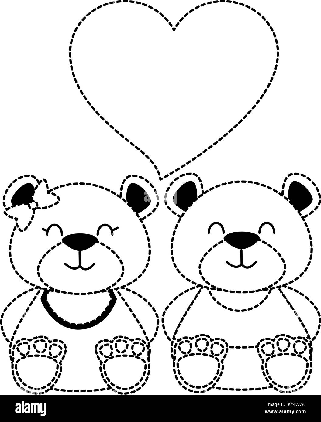 cute bears teddy couple vector illustration design Stock Vector Image ...