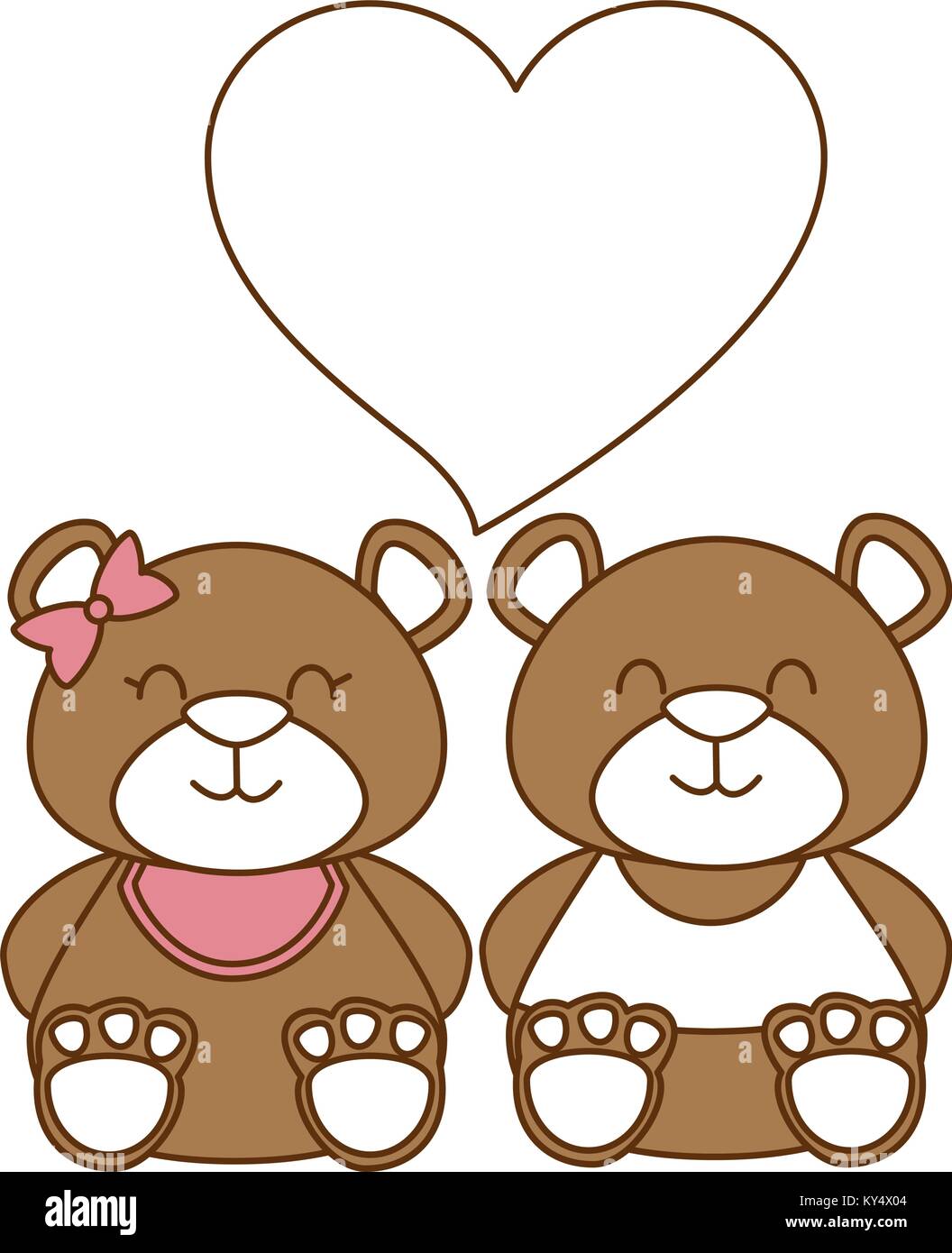cute bears teddy couple vector illustration design Stock Vector Image ...