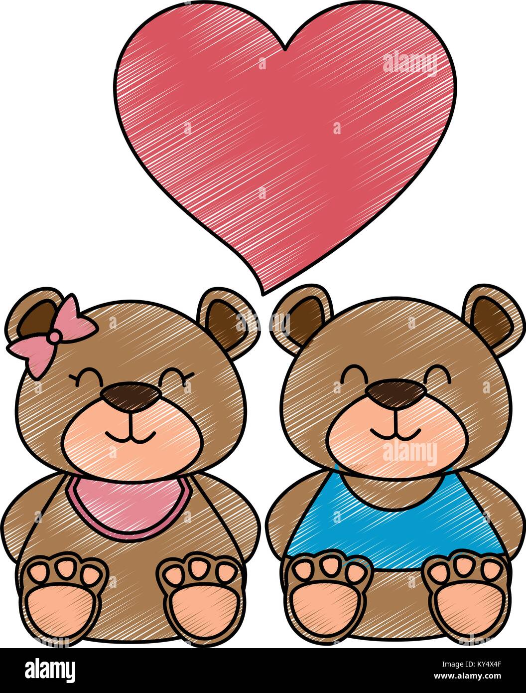 cute bears teddy couple vector illustration design Stock Vector Image ...