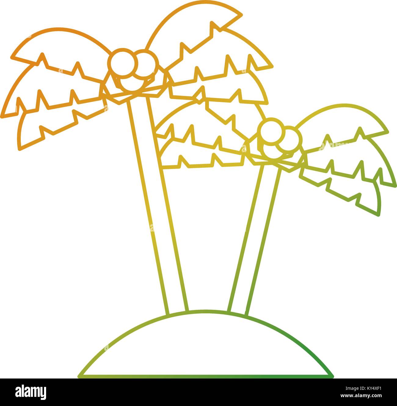 two palms tree coconut beach sand vector illustration Stock Vector