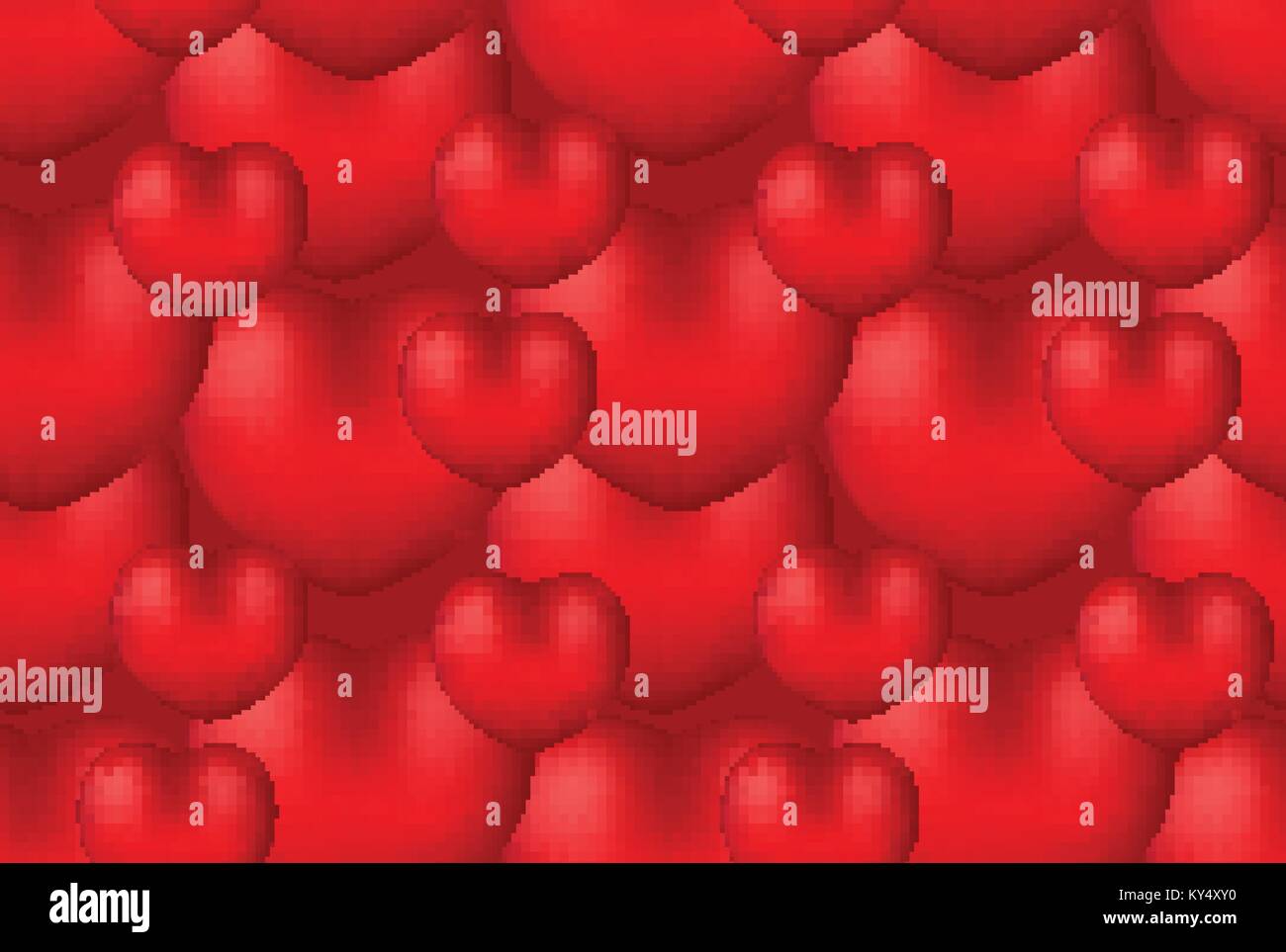 Happy Valentines Day realistic 3d heart seamless pattern Red