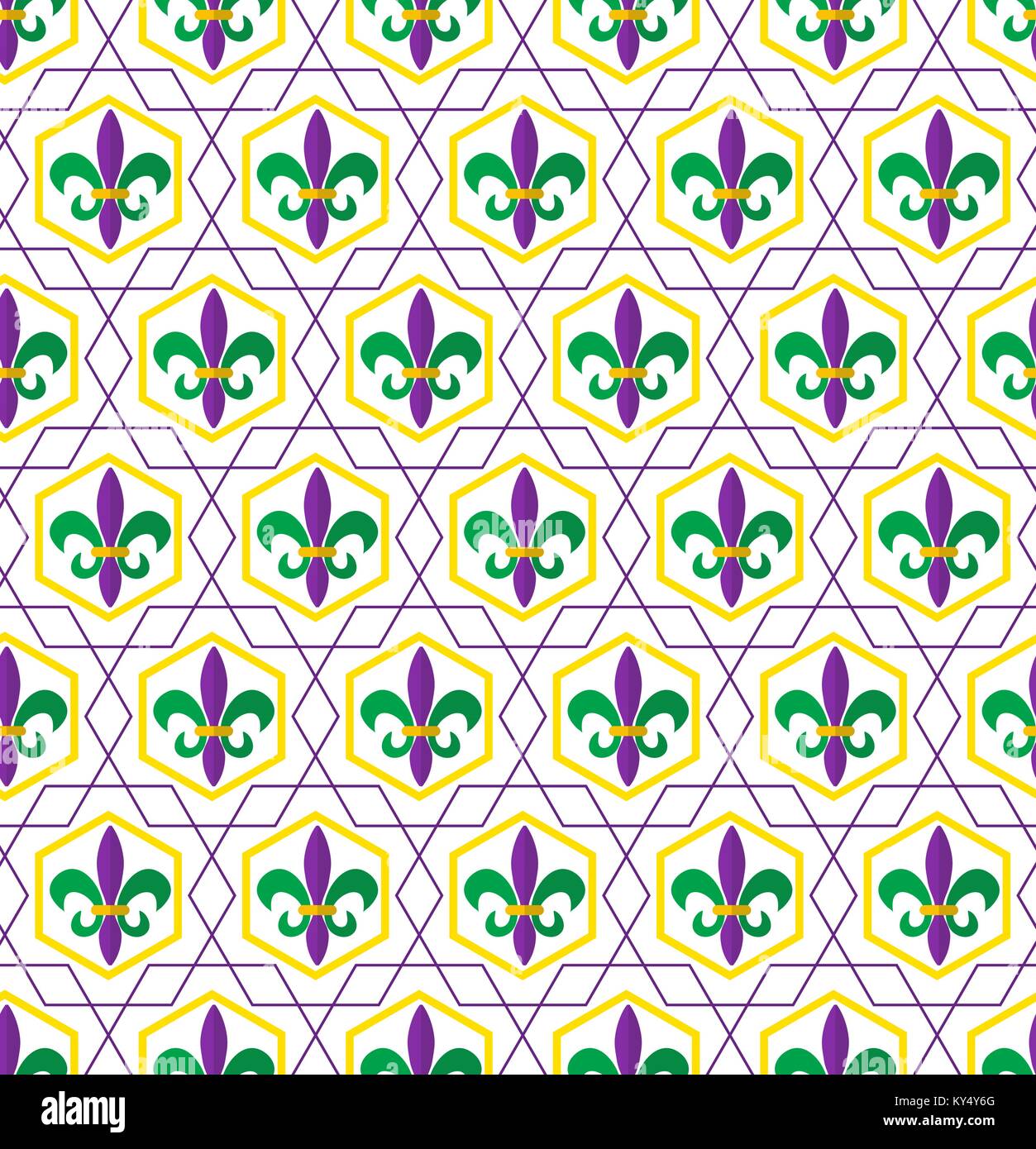 Mardi Gras Fleur de lis pattern, repeating texture. Endless background