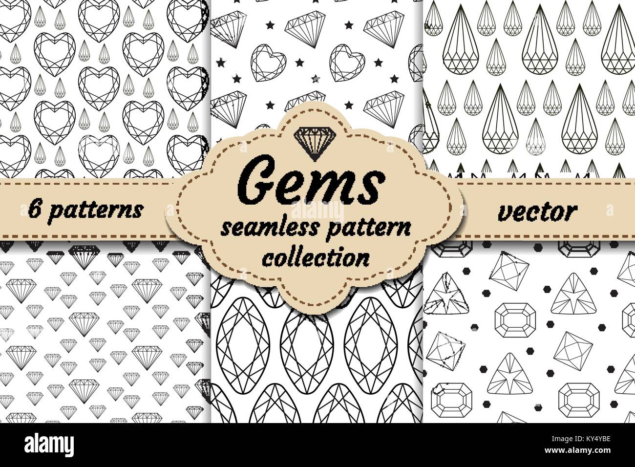 Seamless Pattern With Black Gems Stock Illustration - Download