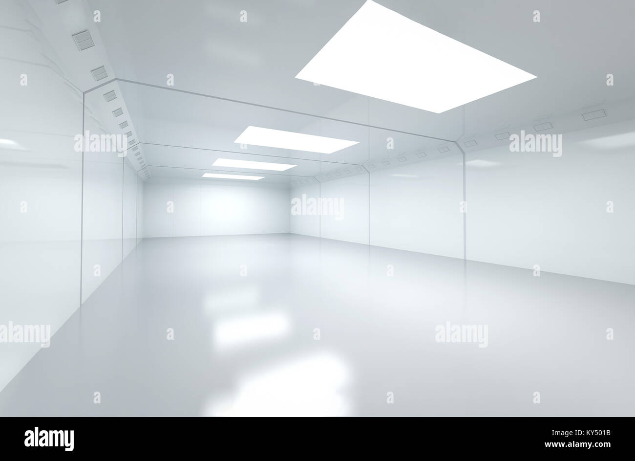 3d rendering empty room with white wall and floor Stock Photo - Alamy