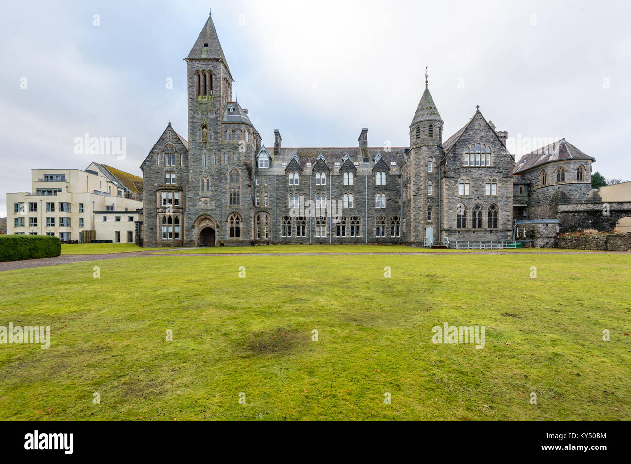 The facade of the St.Benedicts Abbey, in Fort Augustus, Highlands