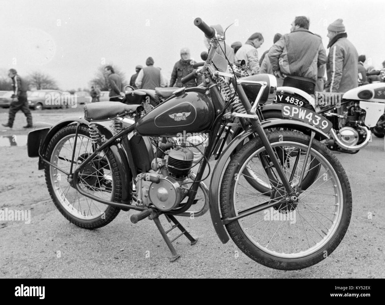 Two stroke James motorcycle, rigid frame Stock Photo