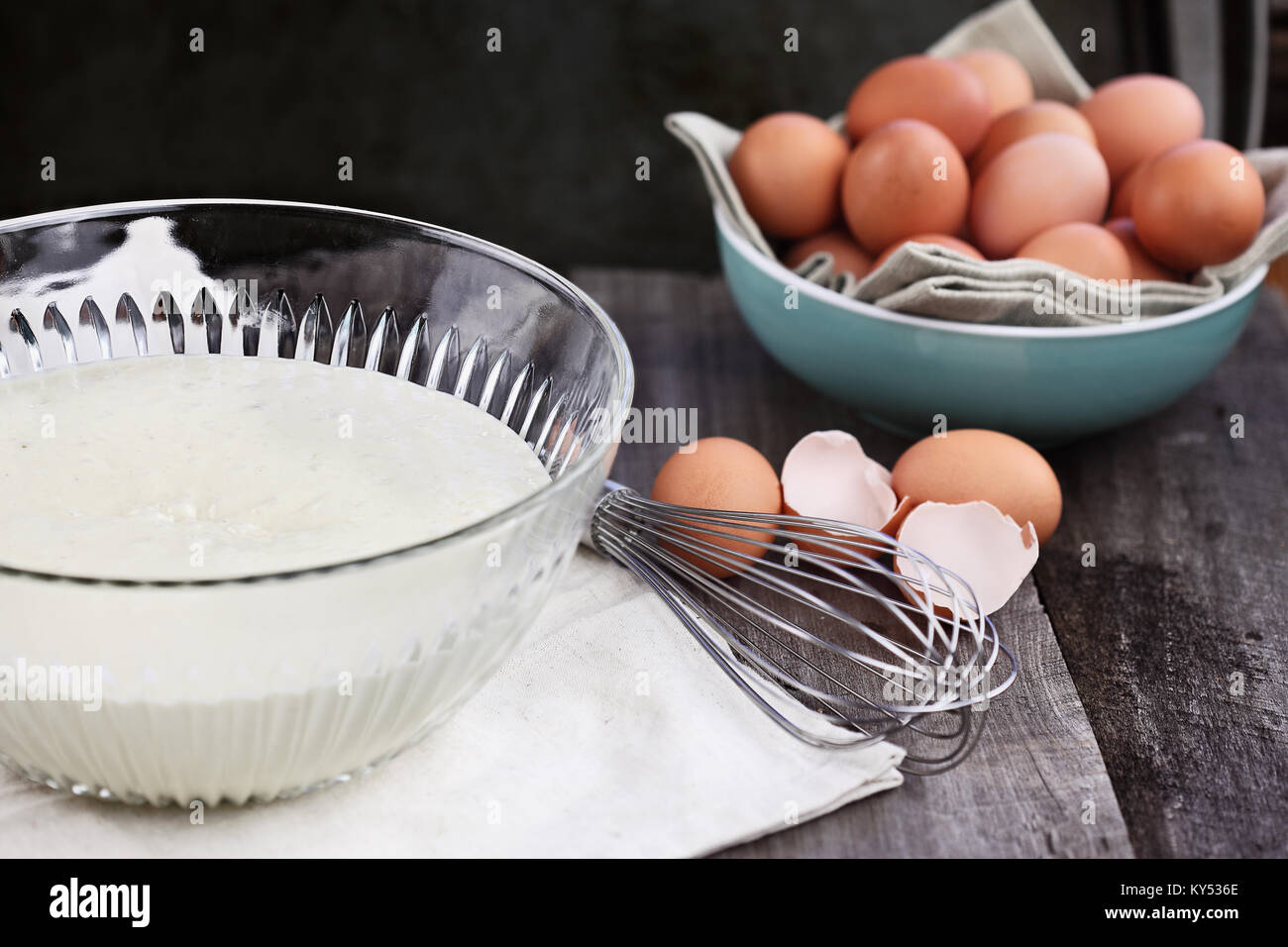 Mixing eggs and flour in bowl hires stock photography and images Alamy