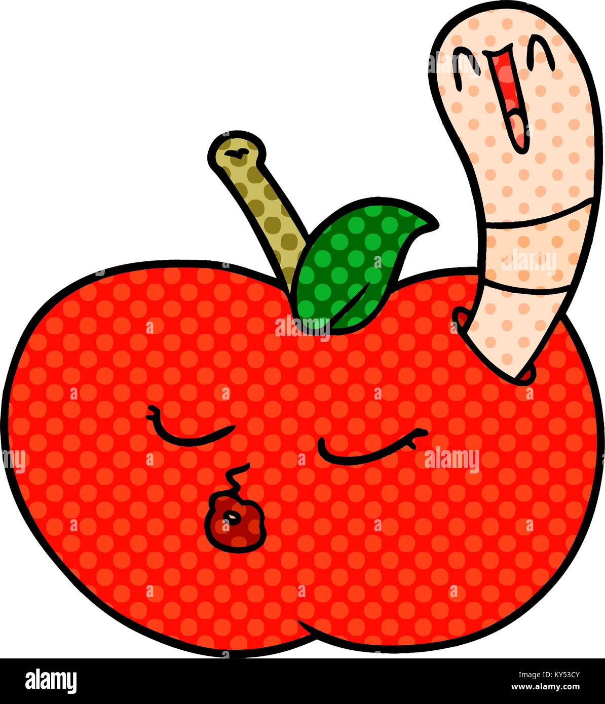 cartoon worm in apple Stock Vector Image & Art - Alamy