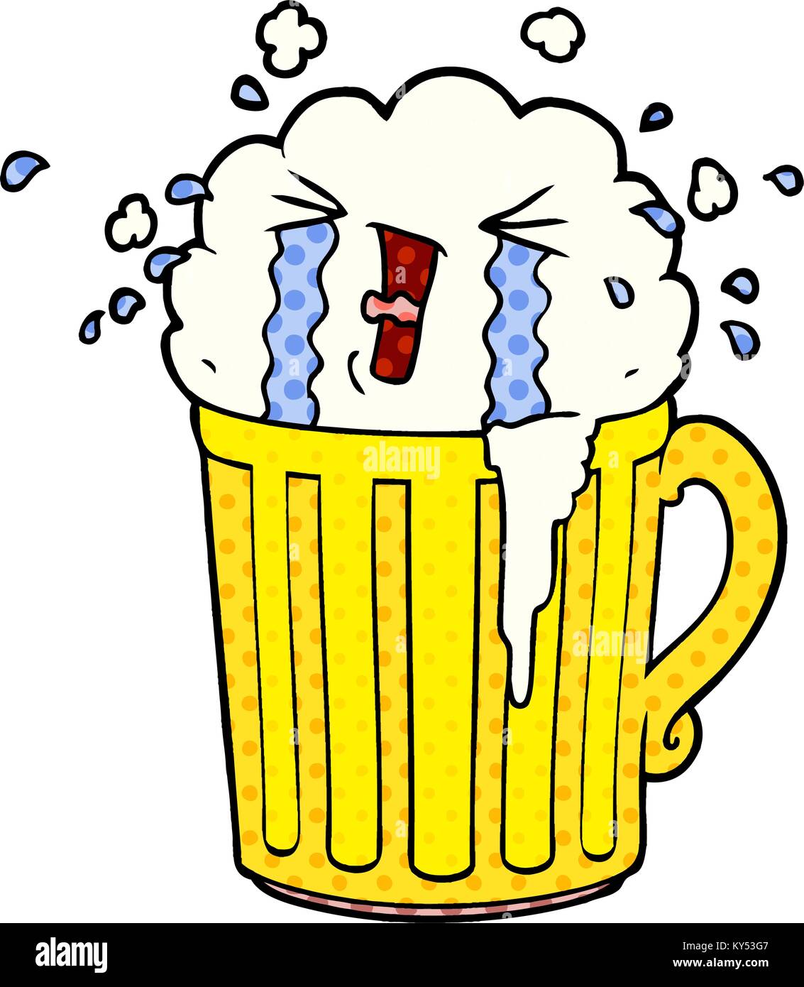cartoon mug of beer crying Stock Vector Image & Art - Alamy