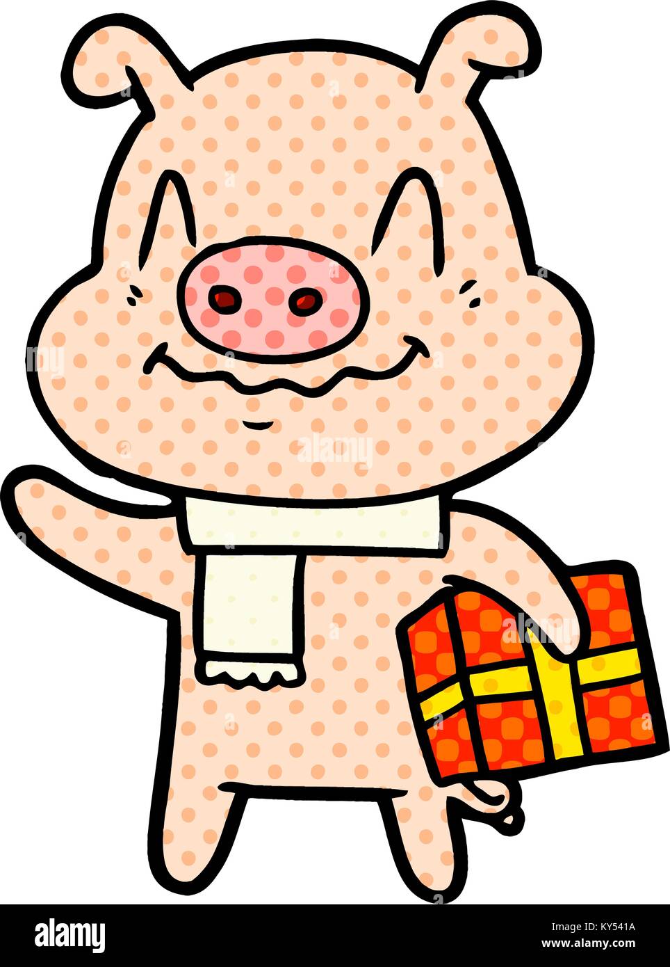 nervous cartoon pig with present Stock Vector Image & Art - Alamy