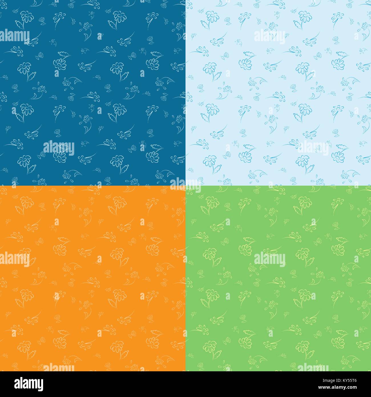 seamless pattern with daisies in 4 colors Stock Vector Image & Art - Alamy