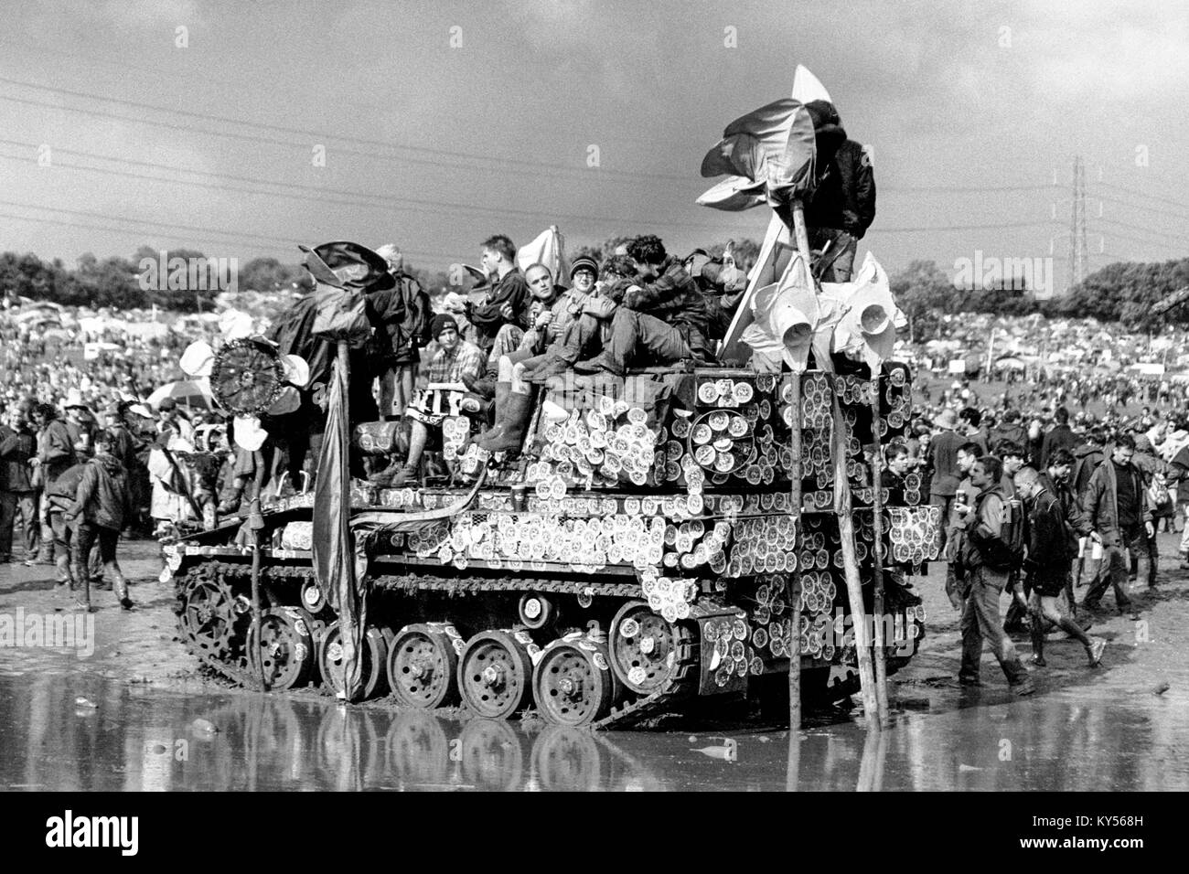 A tank at the Glastonbury festival 1998, Worthy farm, Pilton, Somerset, United Kingdom Stock